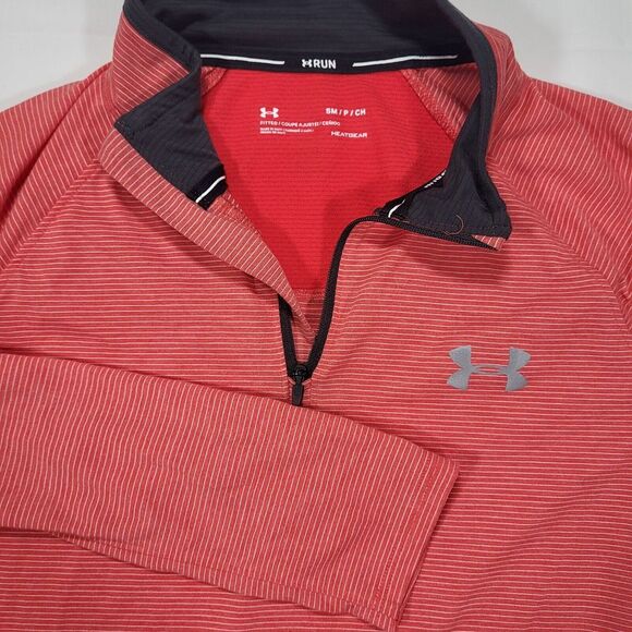 Under Armour Run HeatGear Men's Small Fitted‎ Red 1/4 Zip Long Sleeve Pullover - Picture 1 of 10